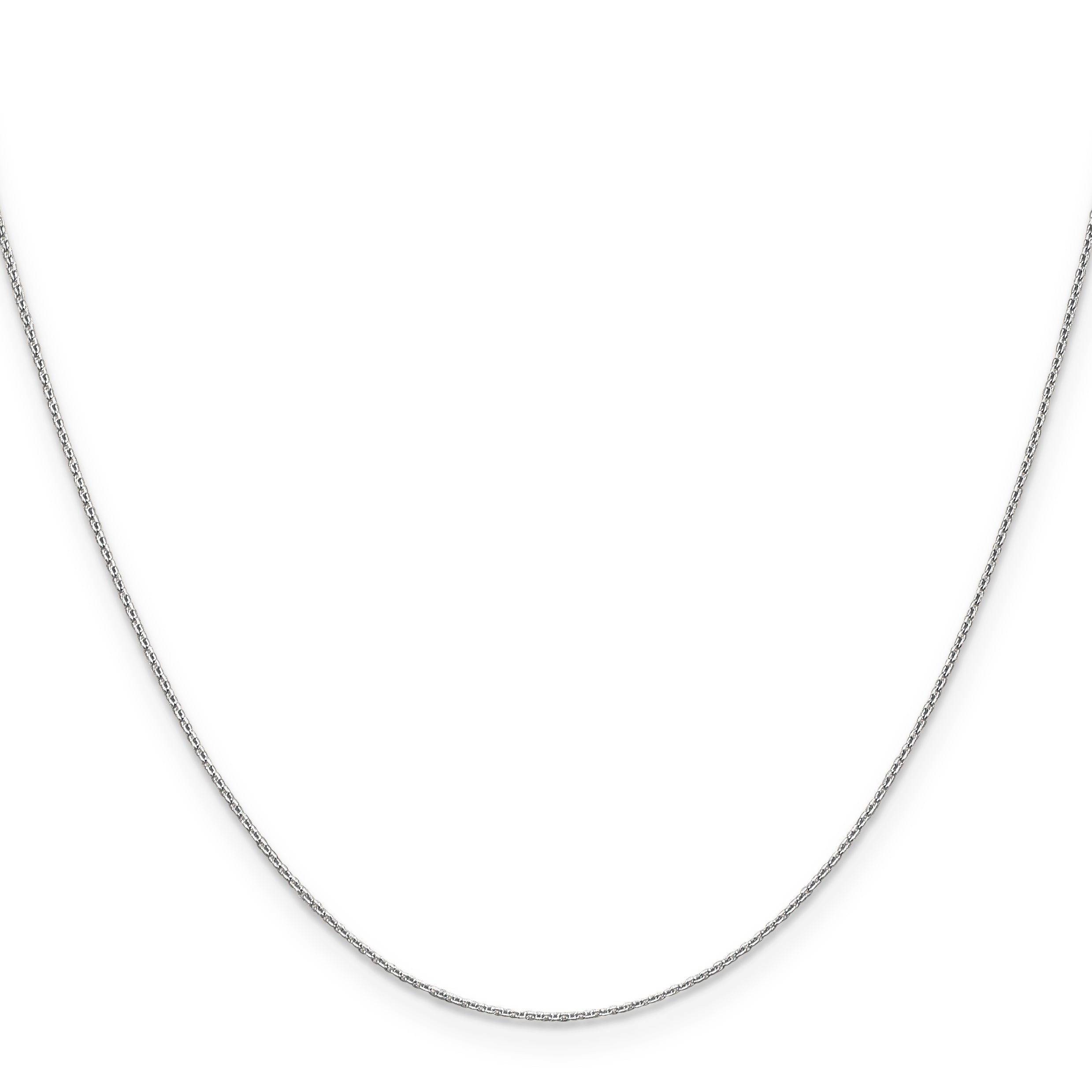 14K White Gold .65mm Diamond-Cut Round Open Link Cable With Lobster Clasp Chain Necklace