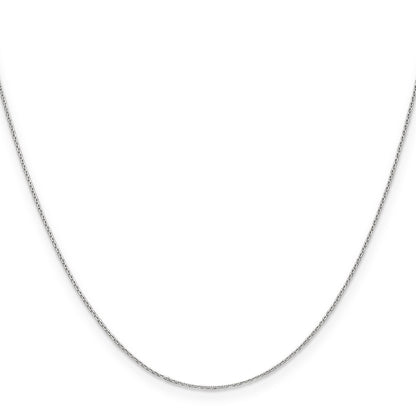 14K White Gold .65mm Diamond-Cut Round Open Link Cable With Lobster Clasp Chain Necklace