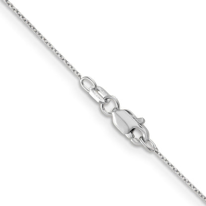 14K White Gold .65mm Diamond-Cut Round Open Link Cable With Lobster Clasp Chain Necklace