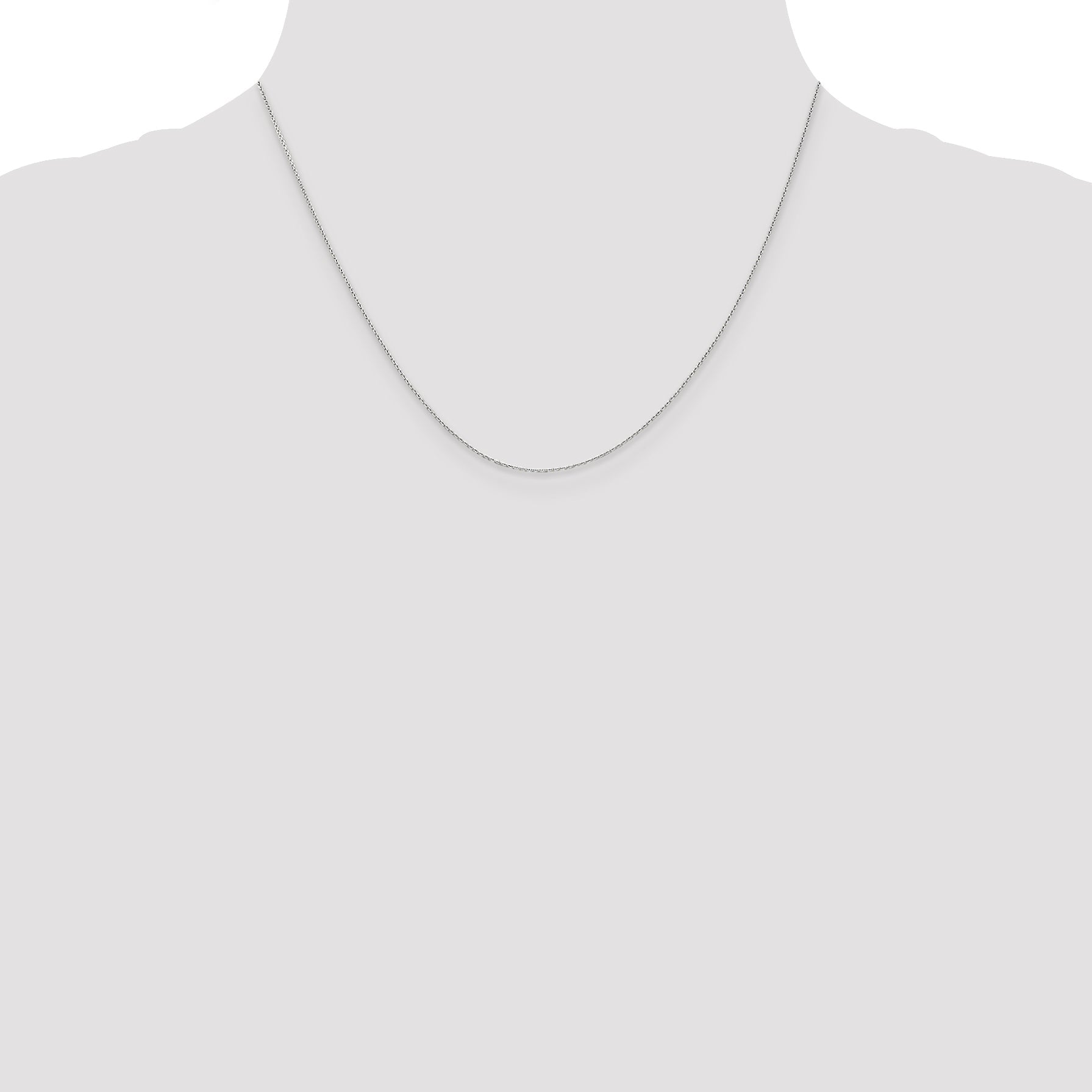 14K White Gold .65mm Diamond-Cut Round Open Link Cable With Lobster Clasp Chain Necklace