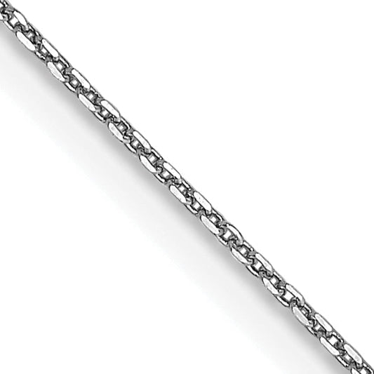 14K White Gold 16 Inch .65mm Diamond-Cut Round Open Link Cable With Lobster Clasp Chain Necklace