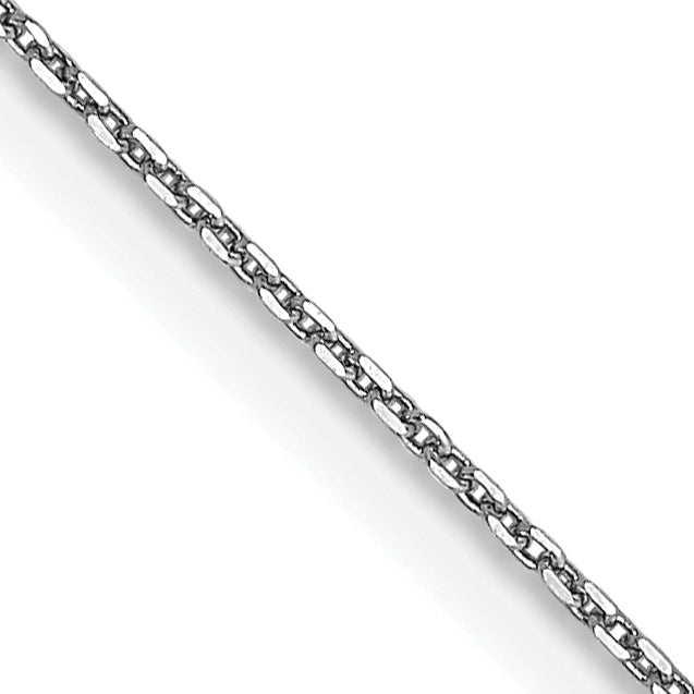 14K White Gold .65mm Diamond-Cut Round Open Link Cable With Lobster Clasp Chain Necklace