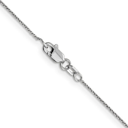 14K White Gold 14 Inch .8mm Diamond-Cut Round Open Link Cable With Lobster Clasp Chain Necklace