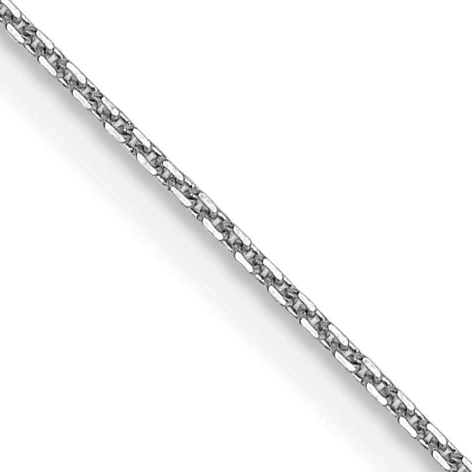14K White Gold 14 Inch .8mm Diamond-Cut Round Open Link Cable With Lobster Clasp Chain Necklace