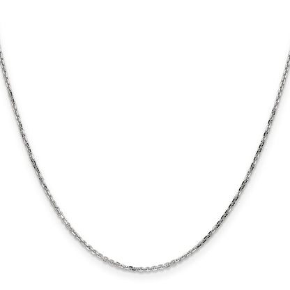 14K White Gold 1.4mm Diamond-Cut Round Open Link Cable With Lobster Clasp Chain Necklace