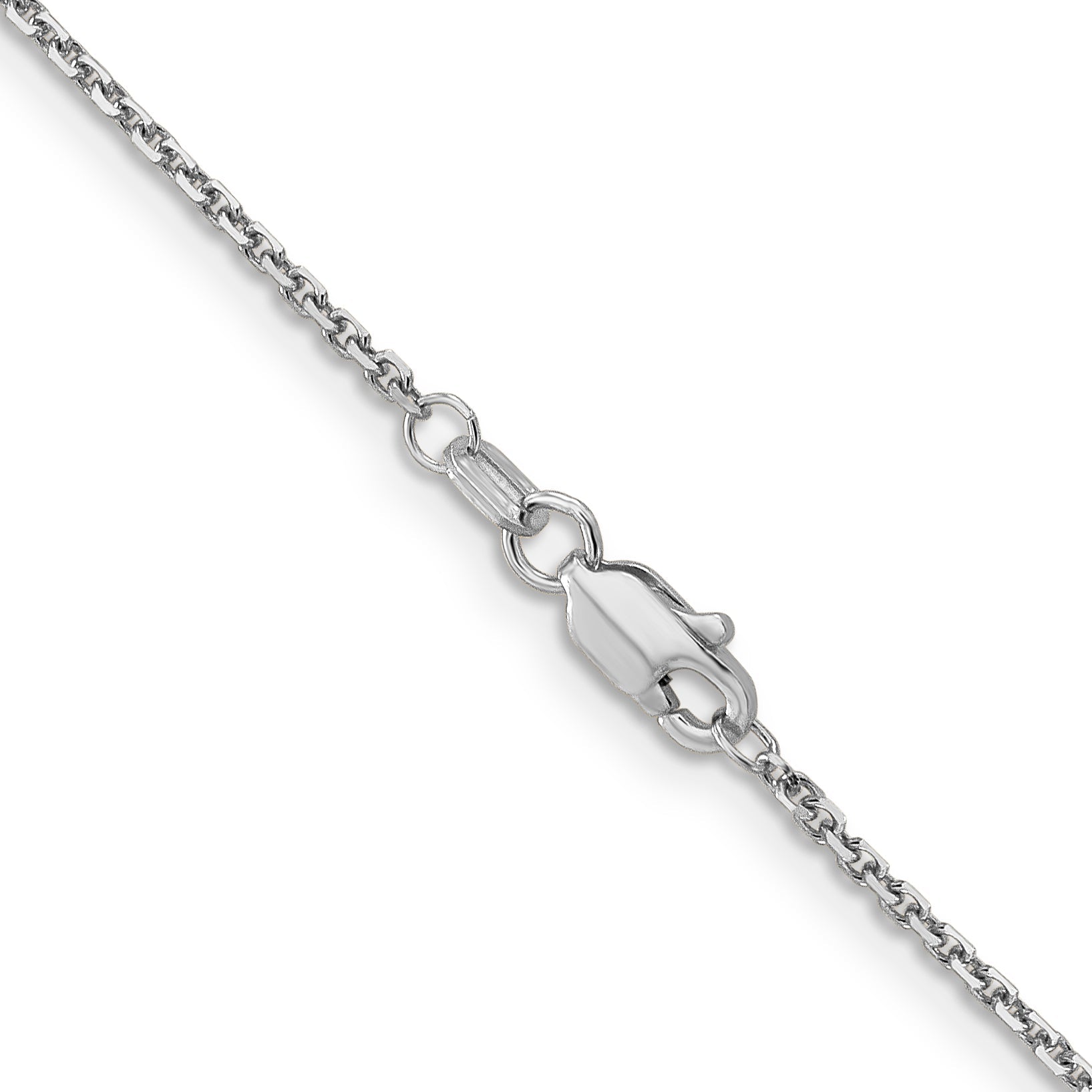 14K White Gold 14 Inch 1.4mm Diamond-Cut Round Open Link Cable With Lobster Clasp Chain Necklace
