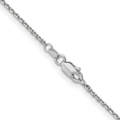 14K White Gold 14 Inch 1.4mm Diamond-Cut Round Open Link Cable With Lobster Clasp Chain Necklace