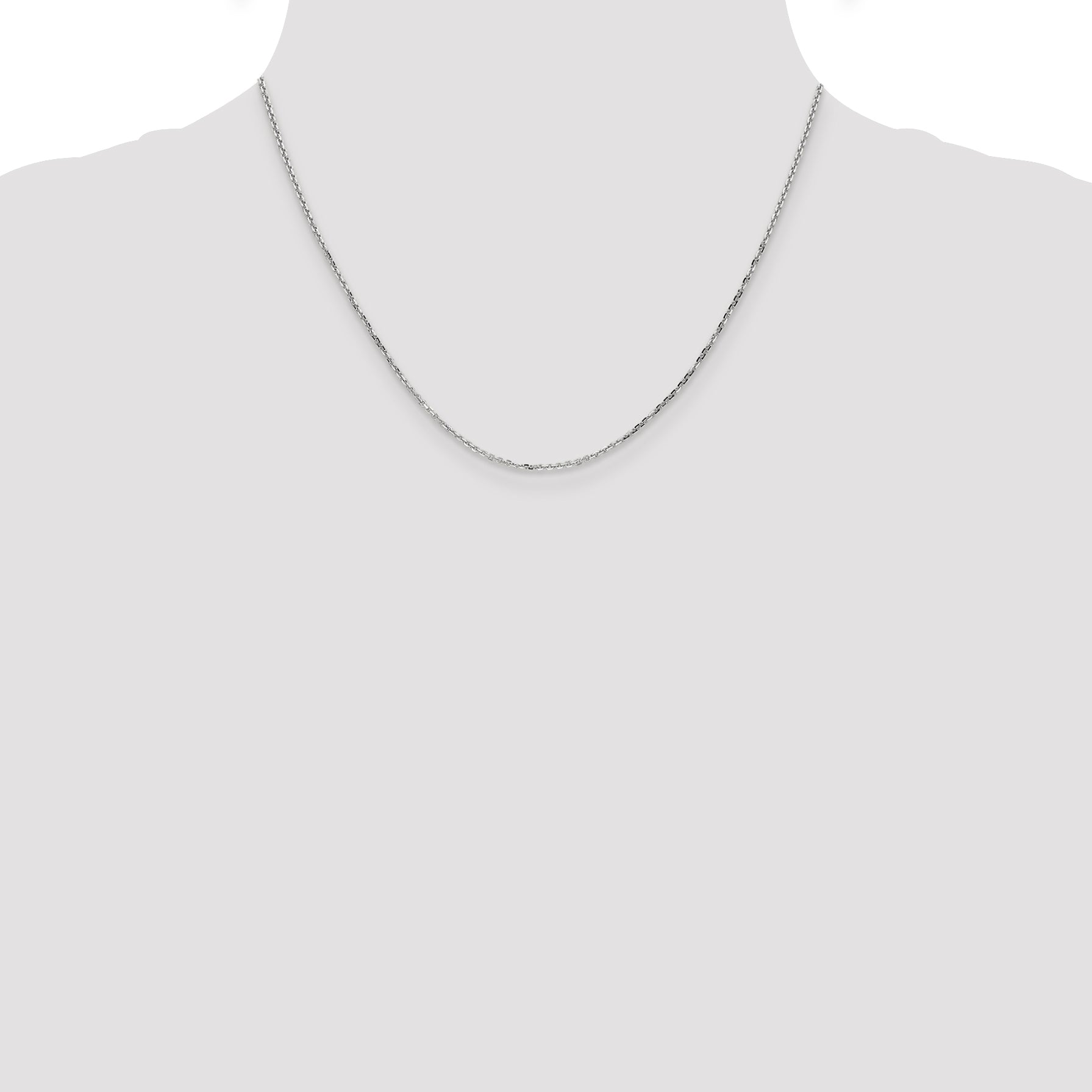 14K White Gold 1.4mm Diamond-Cut Round Open Link Cable With Lobster Clasp Chain Necklace