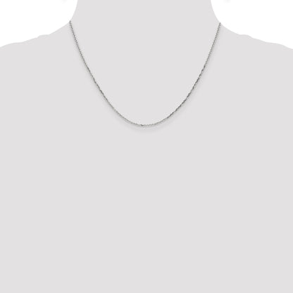 14K White Gold 1.4mm Diamond-Cut Round Open Link Cable With Lobster Clasp Chain Necklace