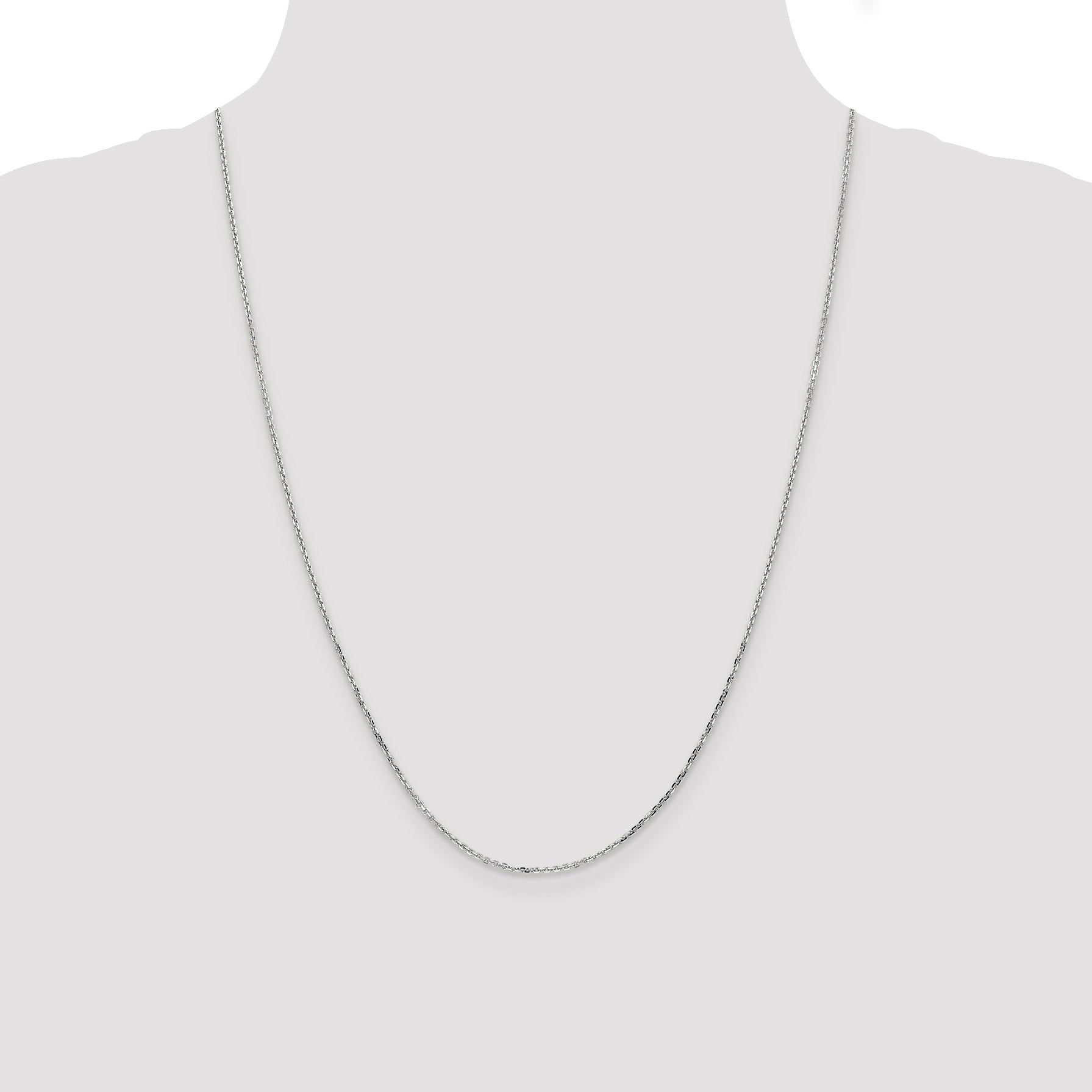 14K White Gold 1.4mm Diamond-Cut Round Open Link Cable With Lobster Clasp Chain Necklace