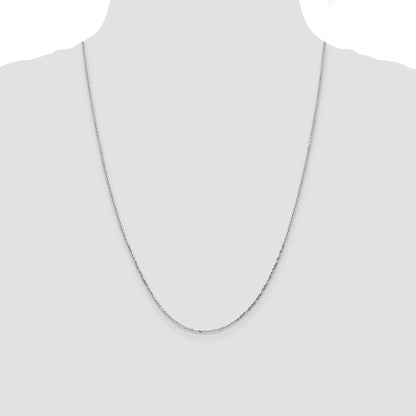 14K White Gold 1.4mm Diamond-Cut Round Open Link Cable With Lobster Clasp Chain Necklace