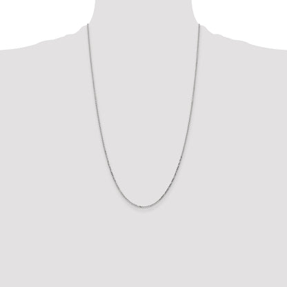 14K White Gold 1.4mm Diamond-Cut Round Open Link Cable With Lobster Clasp Chain Necklace