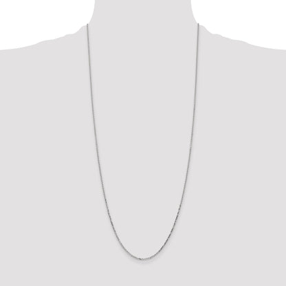 14K White Gold 1.4mm Diamond-Cut Round Open Link Cable With Lobster Clasp Chain Necklace