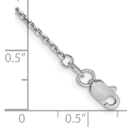 14K White Gold 1.4mm Diamond-Cut Round Open Link Cable With Lobster Clasp Chain Anklet