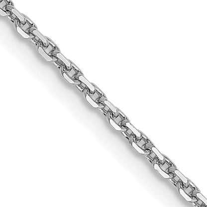 14K White Gold 14 Inch 1.4mm Diamond-Cut Round Open Link Cable With Lobster Clasp Chain Necklace