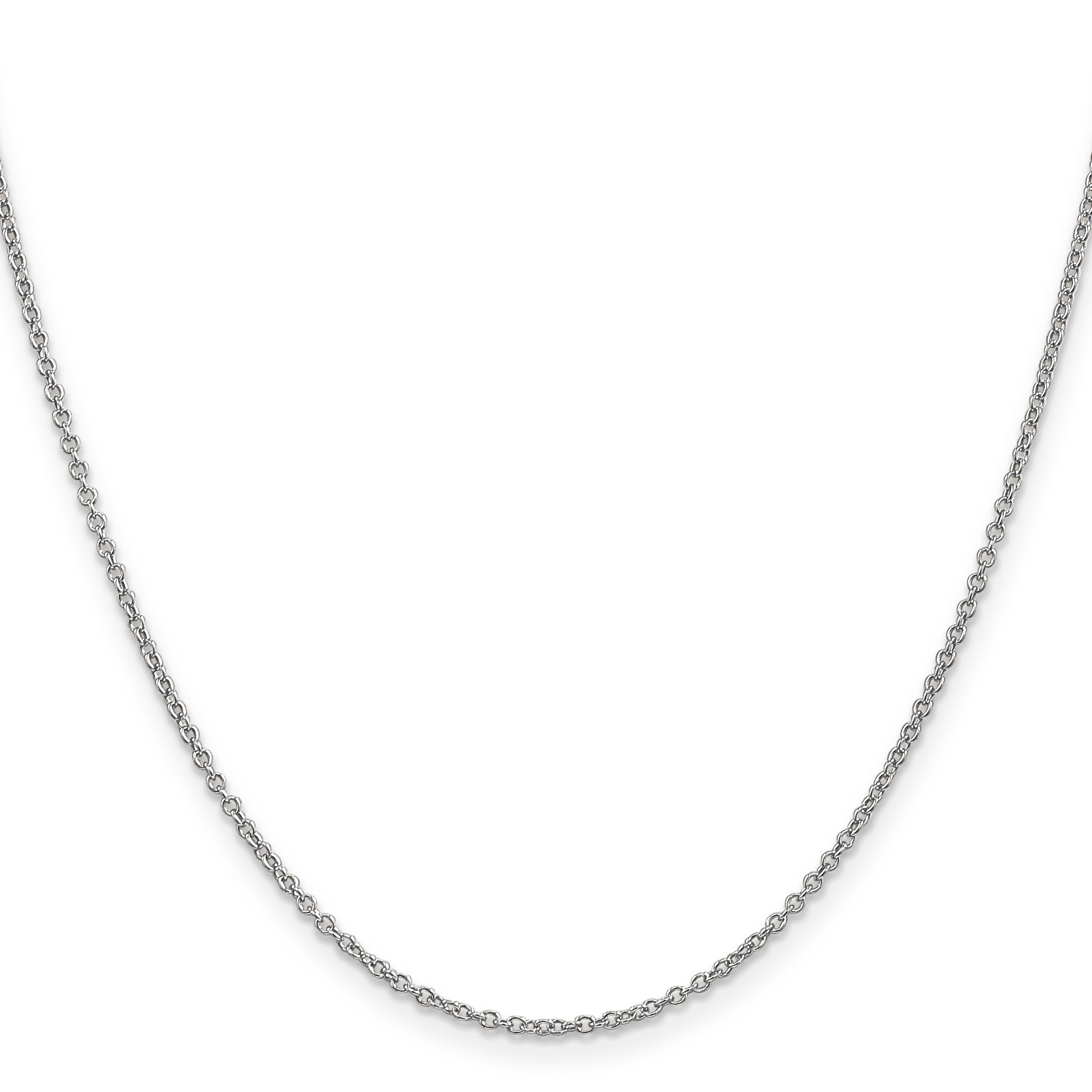 14K White Gold 1.4mm Round Open Wide Link Cable With Lobster Clasp Chain Necklace