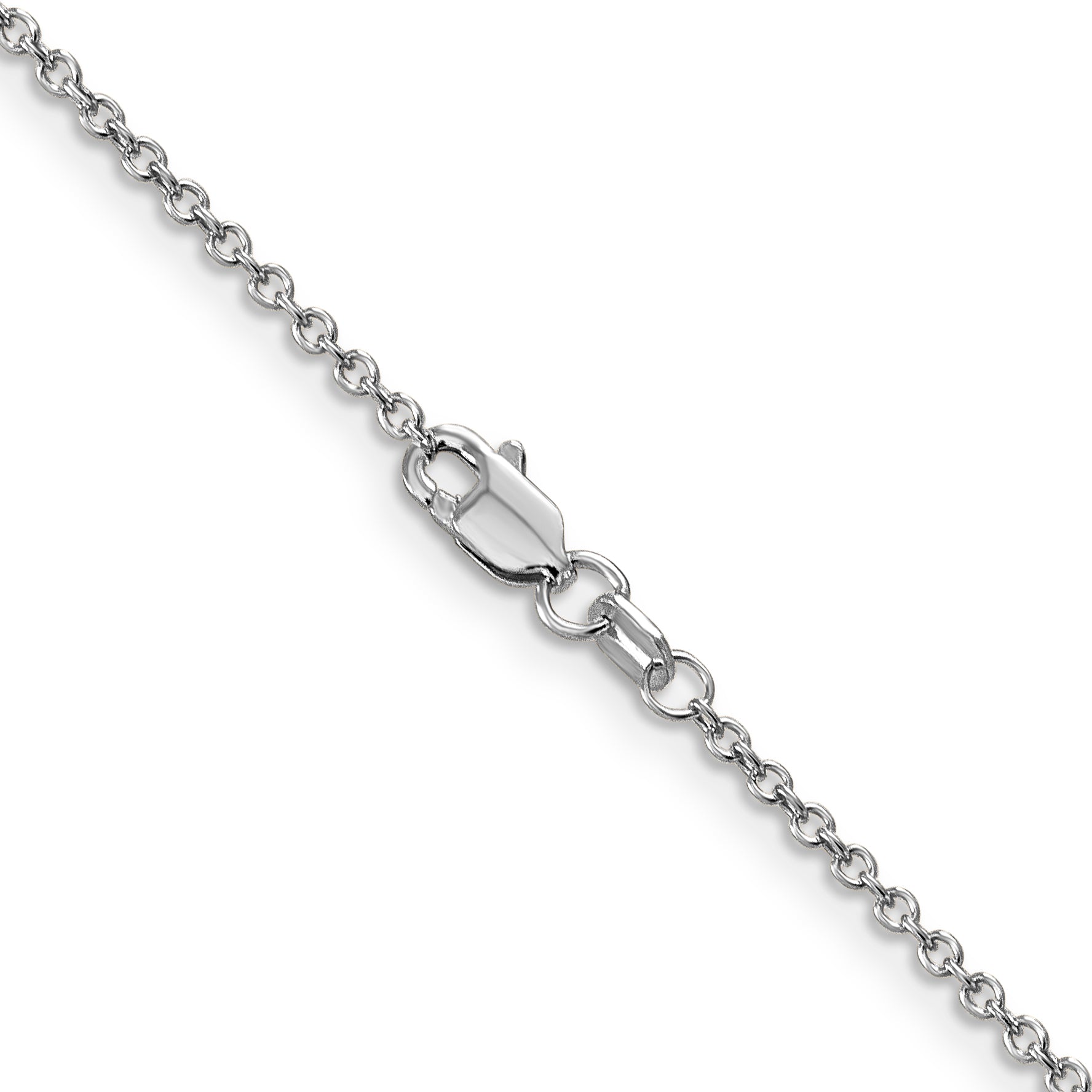 14K White Gold 1.4mm Round Open Wide Link Cable With Lobster Clasp Chain Necklace