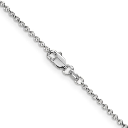 14K White Gold 1.4mm Round Open Wide Link Cable With Lobster Clasp Chain Necklace