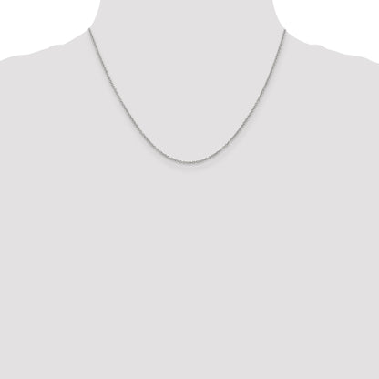 14K White Gold 1.4mm Round Open Wide Link Cable With Lobster Clasp Chain Necklace