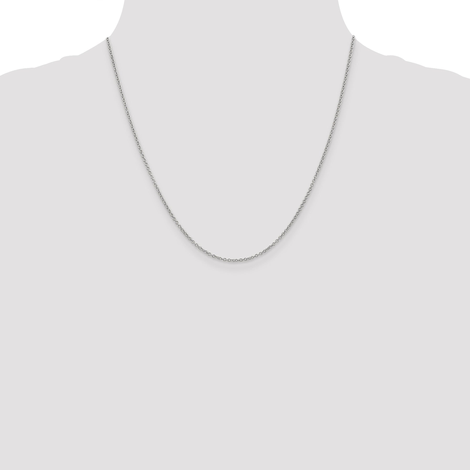 14K White Gold 1.4mm Round Open Wide Link Cable With Lobster Clasp Chain Necklace