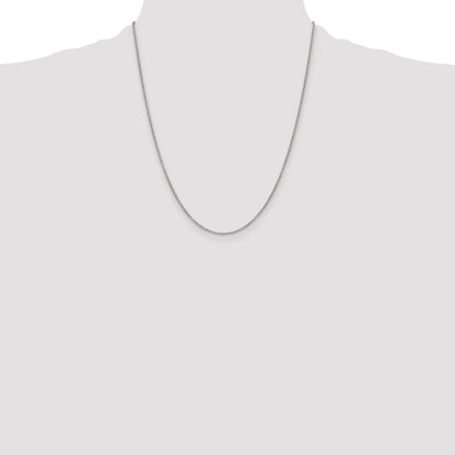 14K White Gold 1.4mm Round Open Wide Link Cable With Lobster Clasp Chain Necklace