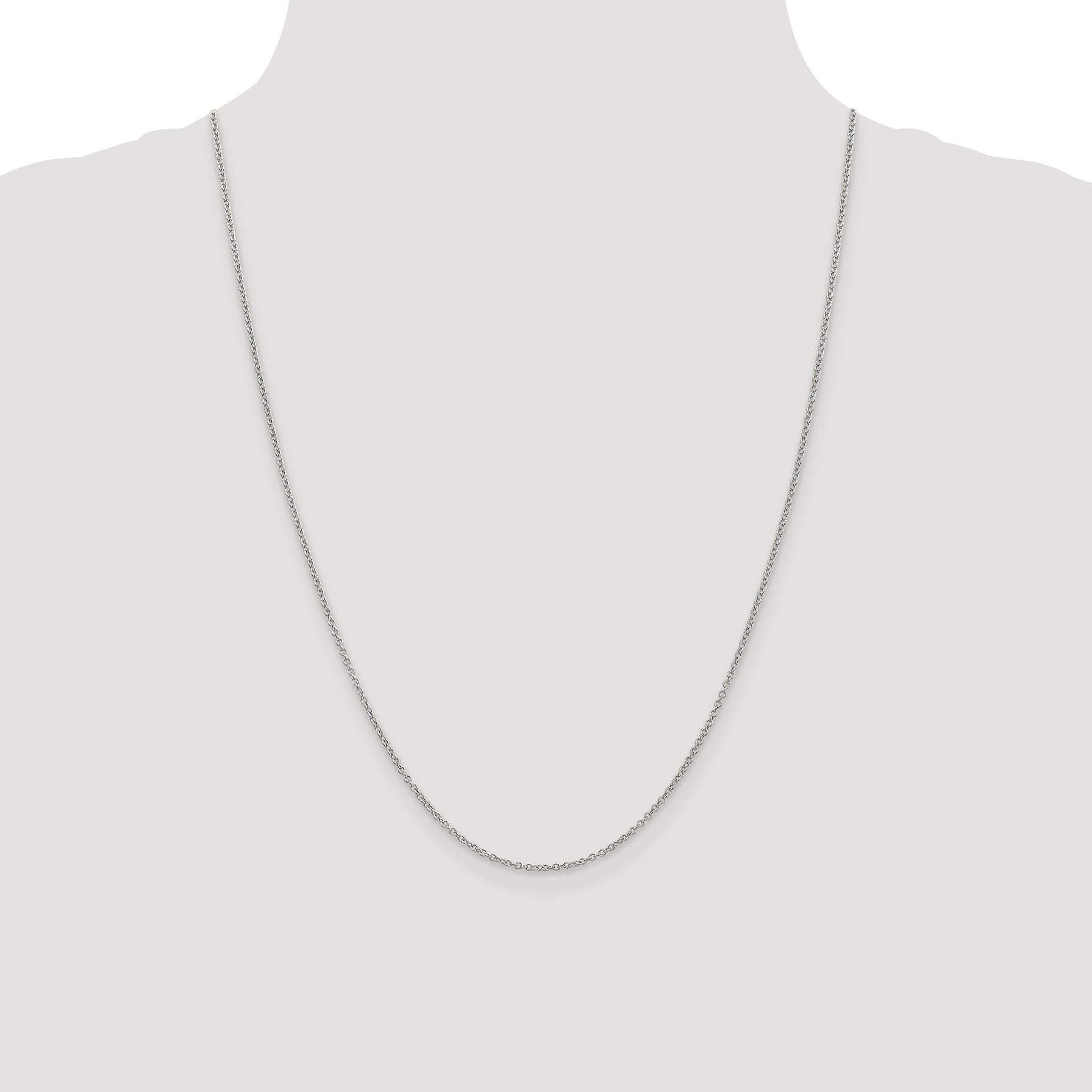 14K White Gold 1.4mm Round Open Wide Link Cable With Lobster Clasp Chain Necklace