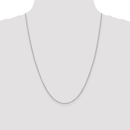 14K White Gold 1.4mm Round Open Wide Link Cable With Lobster Clasp Chain Necklace