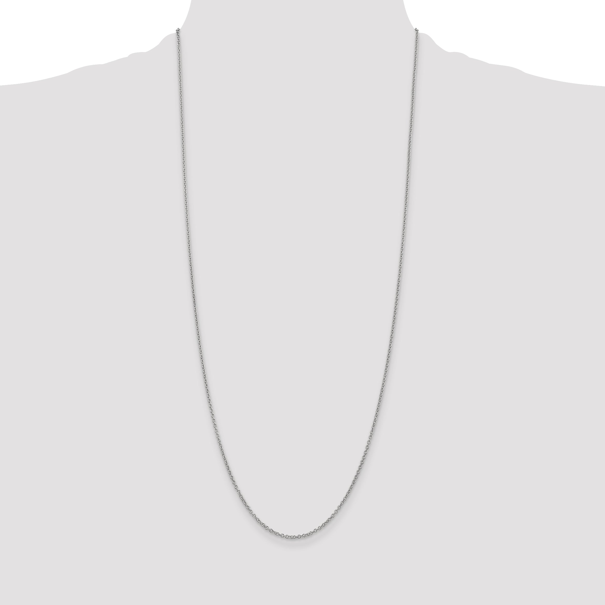 14K White Gold 1.4mm Round Open Wide Link Cable With Lobster Clasp Chain Necklace