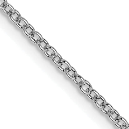 14K White Gold 1.4mm Round Open Wide Link Cable With Lobster Clasp Chain Necklace