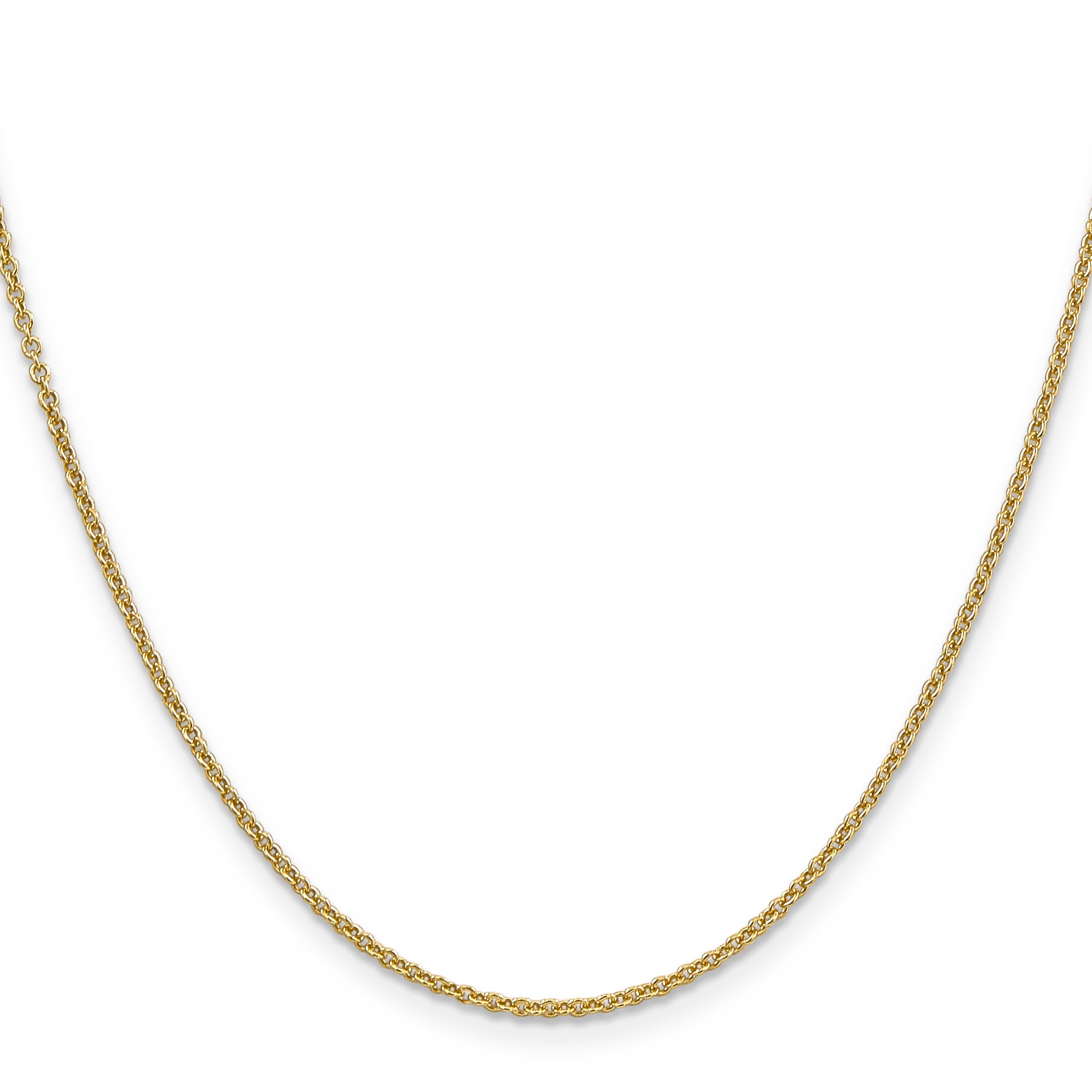 14K Yellow Gold 1.6mm Round Open Link Cable With Lobster Clasp Chain Necklace