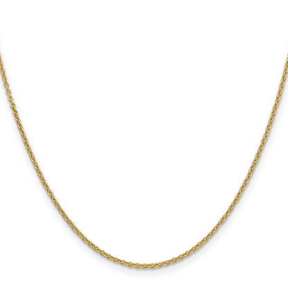 14K Yellow Gold 1.6mm Round Open Link Cable With Lobster Clasp Chain Necklace