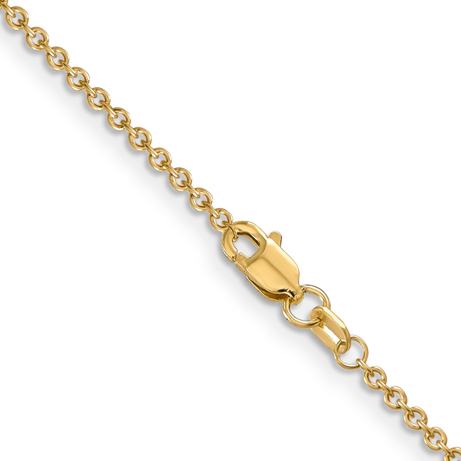 14K Yellow Gold 1.6mm Round Open Link Cable With Lobster Clasp Chain Necklace