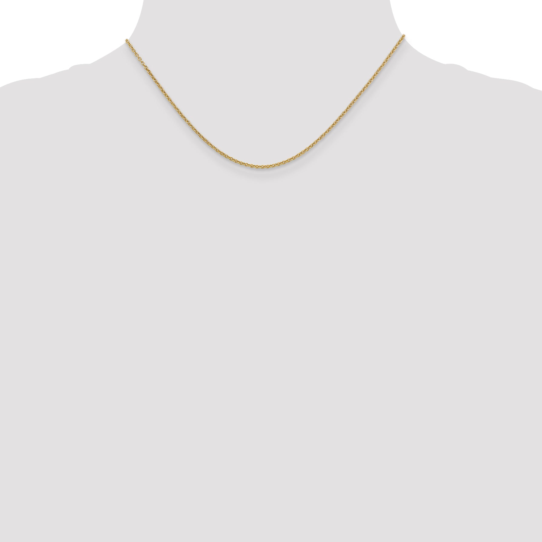 14K Yellow Gold 1.6mm Round Open Link Cable With Lobster Clasp Chain Necklace