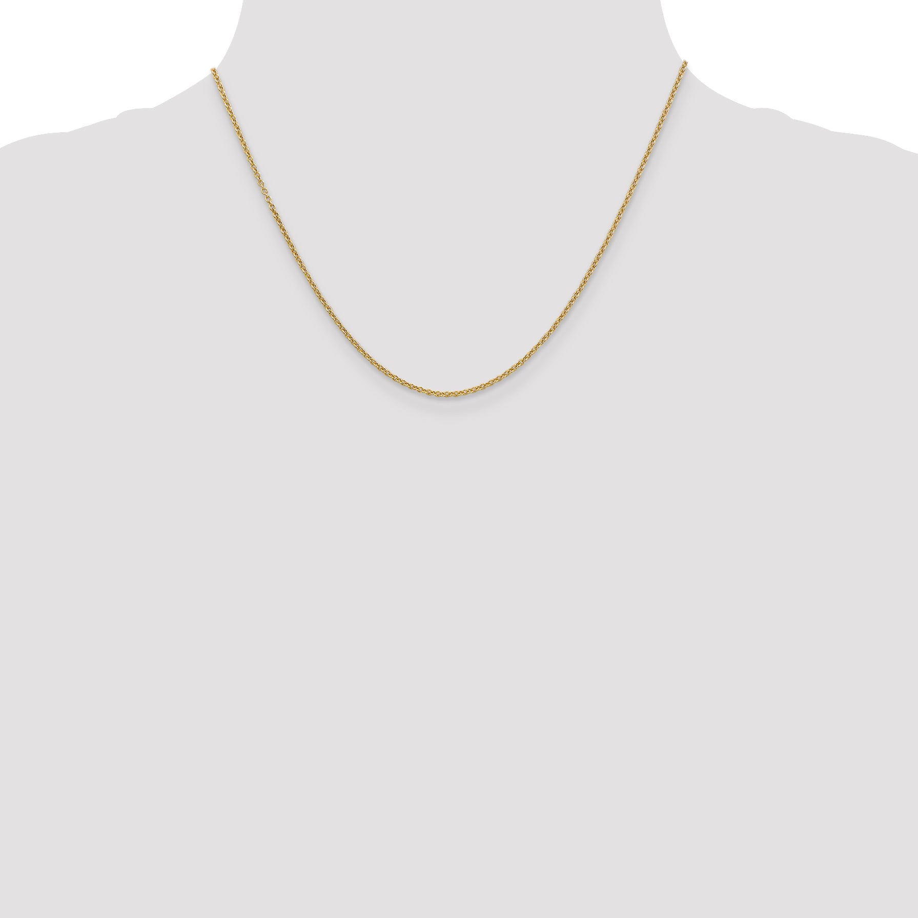 14K Yellow Gold 1.6mm Round Open Link Cable With Lobster Clasp Chain Necklace