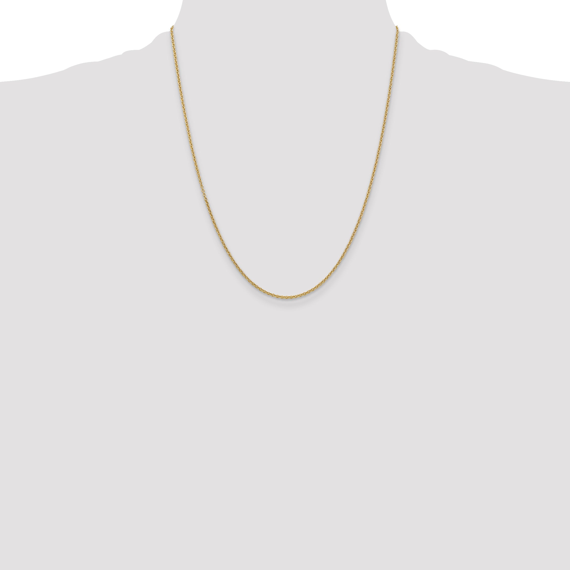 14K Yellow Gold 1.6mm Round Open Link Cable With Lobster Clasp Chain Necklace