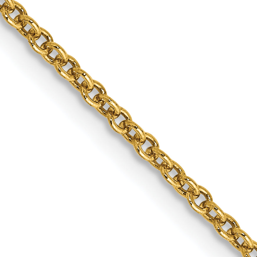 14K Yellow Gold 1.6mm Round Open Link Cable With Lobster Clasp Chain Necklace