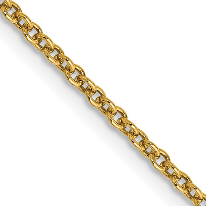 14K Yellow Gold 1.6mm Round Open Link Cable With Lobster Clasp Chain Necklace