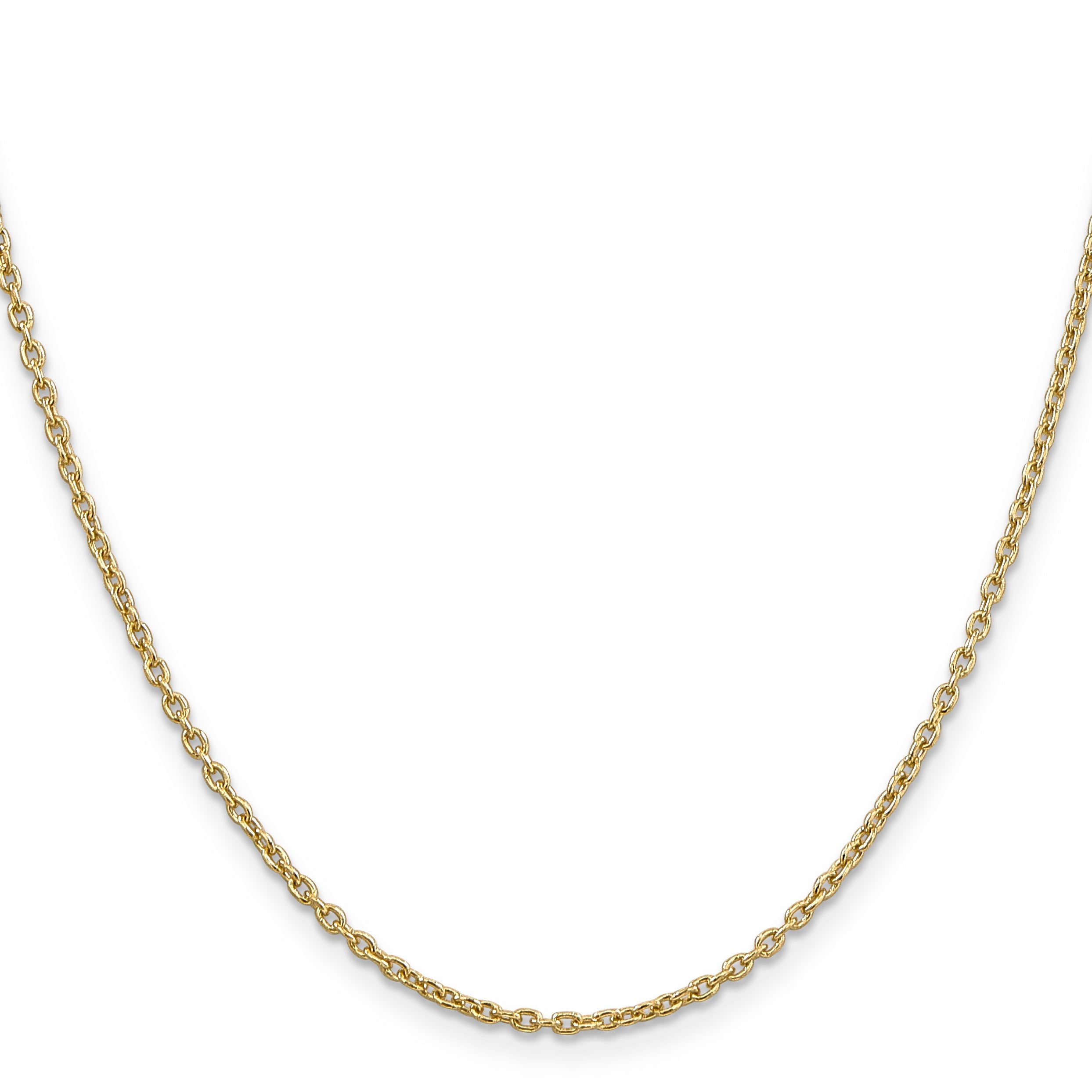 14K Yellow Gold 24 Inch 2mm Round Open Link Cable With Lobster Clasp Chain Necklace