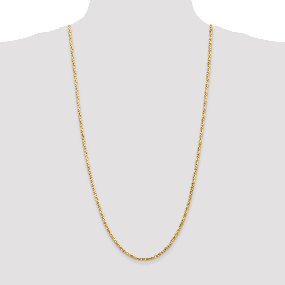 14K Yellow Gold 30 Inch 3mm Parisian Wheat With Lobster Clasp Chain Necklace