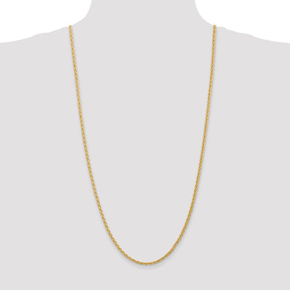 14K Yellow Gold 30 Inch 3mm Parisian Wheat With Lobster Clasp Chain Necklace