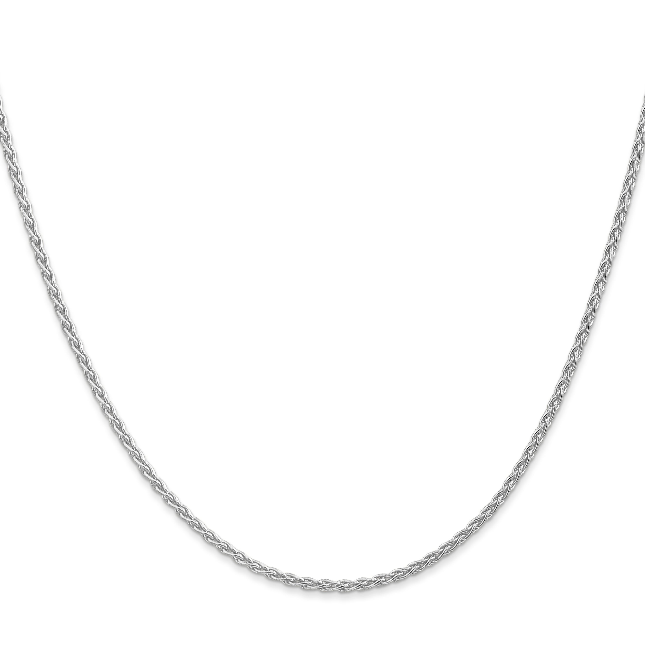 14K White Gold 24 Inch 1.75mm Parisian Wheat With Lobster Clasp Chain Necklace