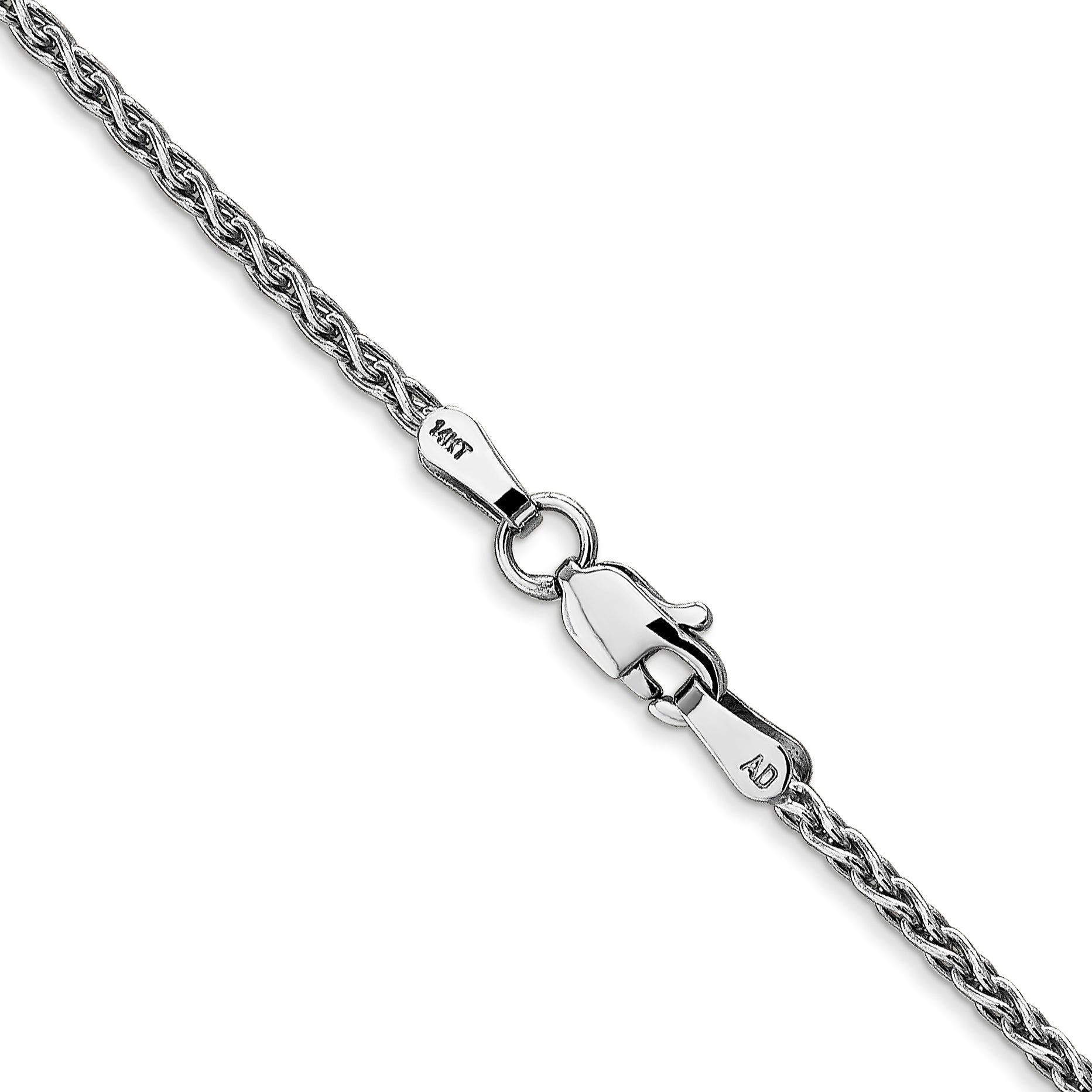14K White Gold 20 Inch 1.75mm Parisian Wheat With Lobster Clasp Chain Necklace