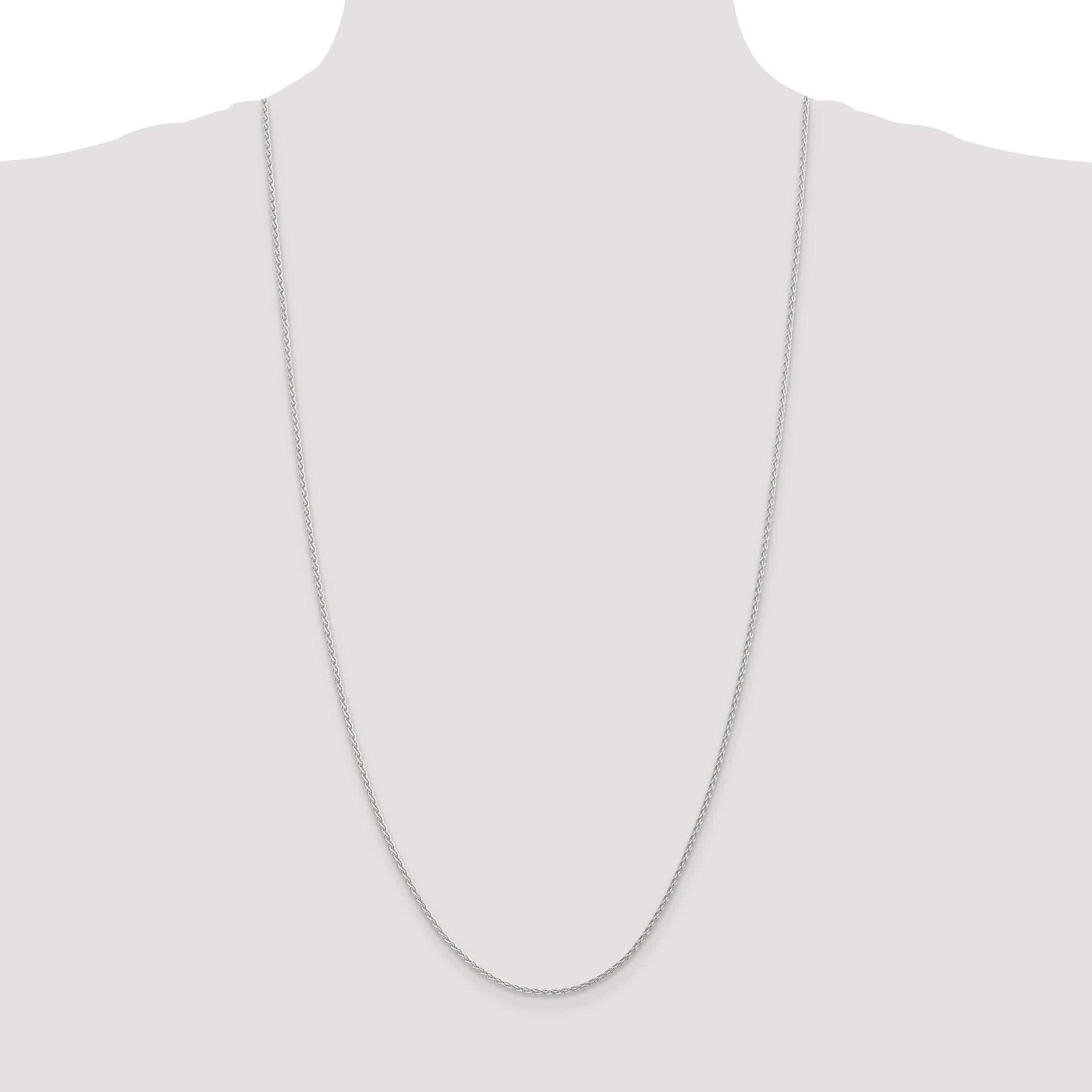 14K White Gold 30 Inch 1.75mm Parisian Wheat With Lobster Clasp Chain Necklace