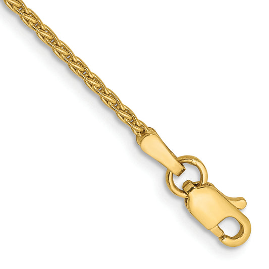 14K Yellow Gold 6 Inch 1.5mm Parisian Wheat With Lobster Clasp Chain Bracelet