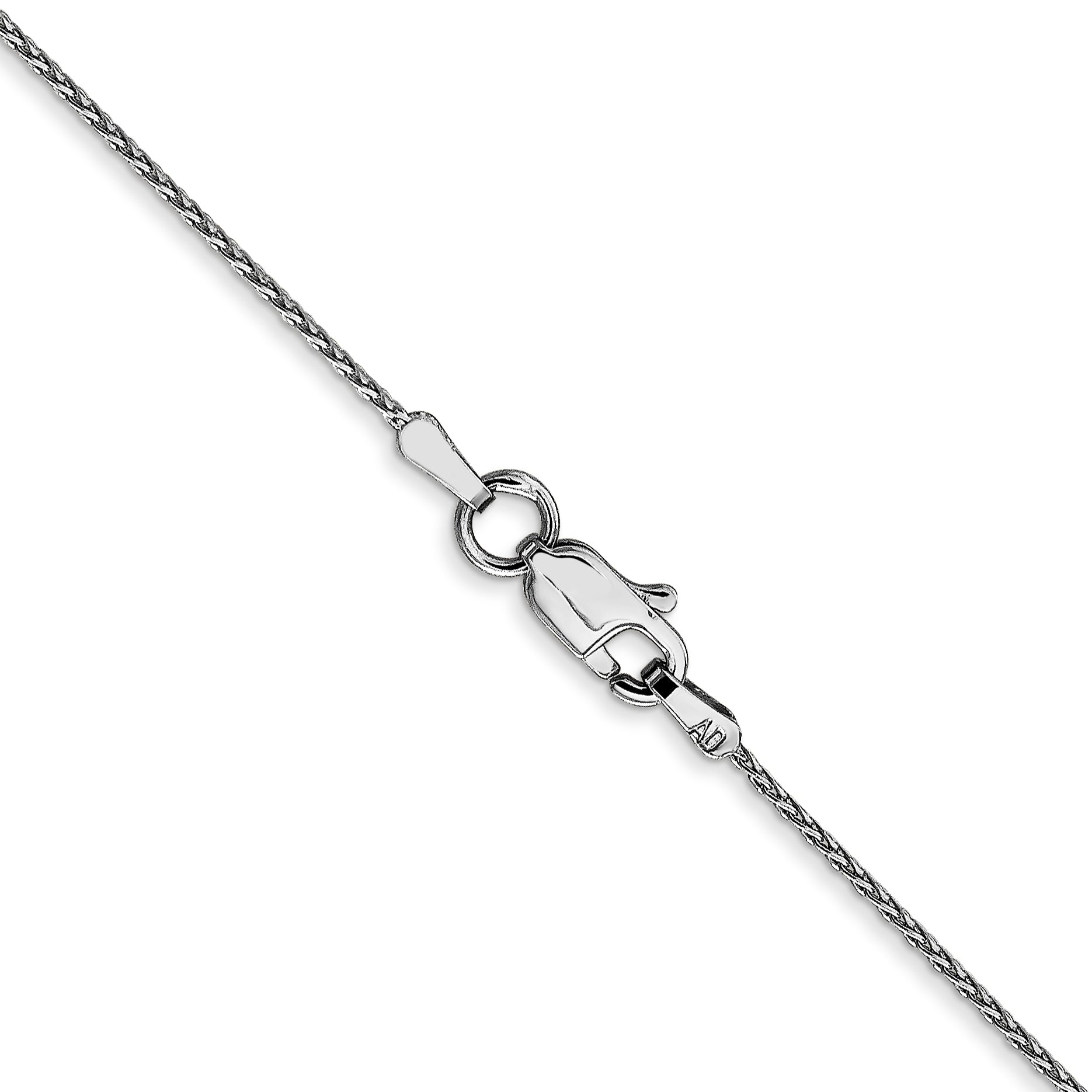 14K White Gold 16 Inch .8mm Diamond-Cut Parisian Wheat With Lobster Clasp Chain Necklace