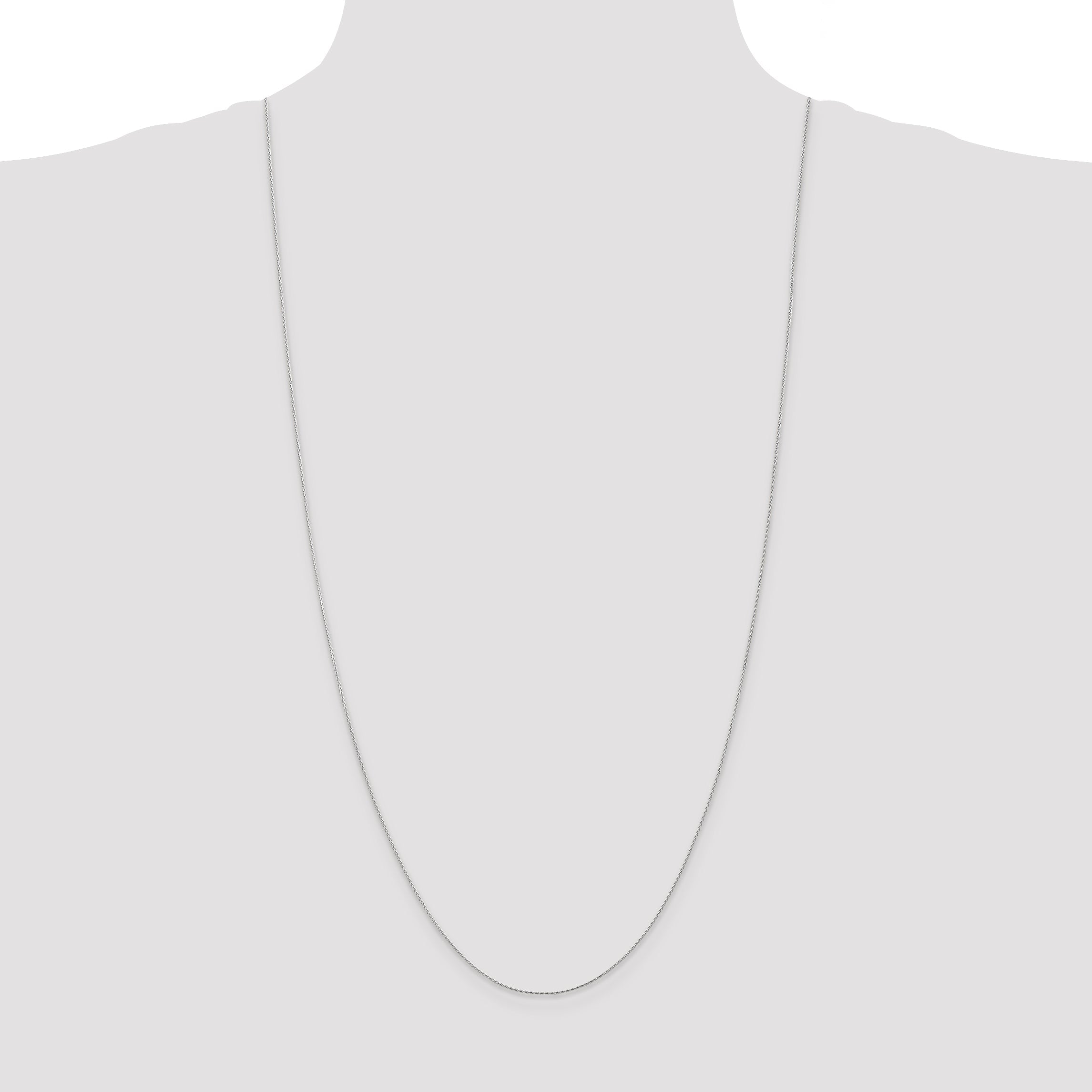 14K White Gold 30 Inch .8mm Diamond-Cut Parisian Wheat With Lobster Clasp Chain Necklace