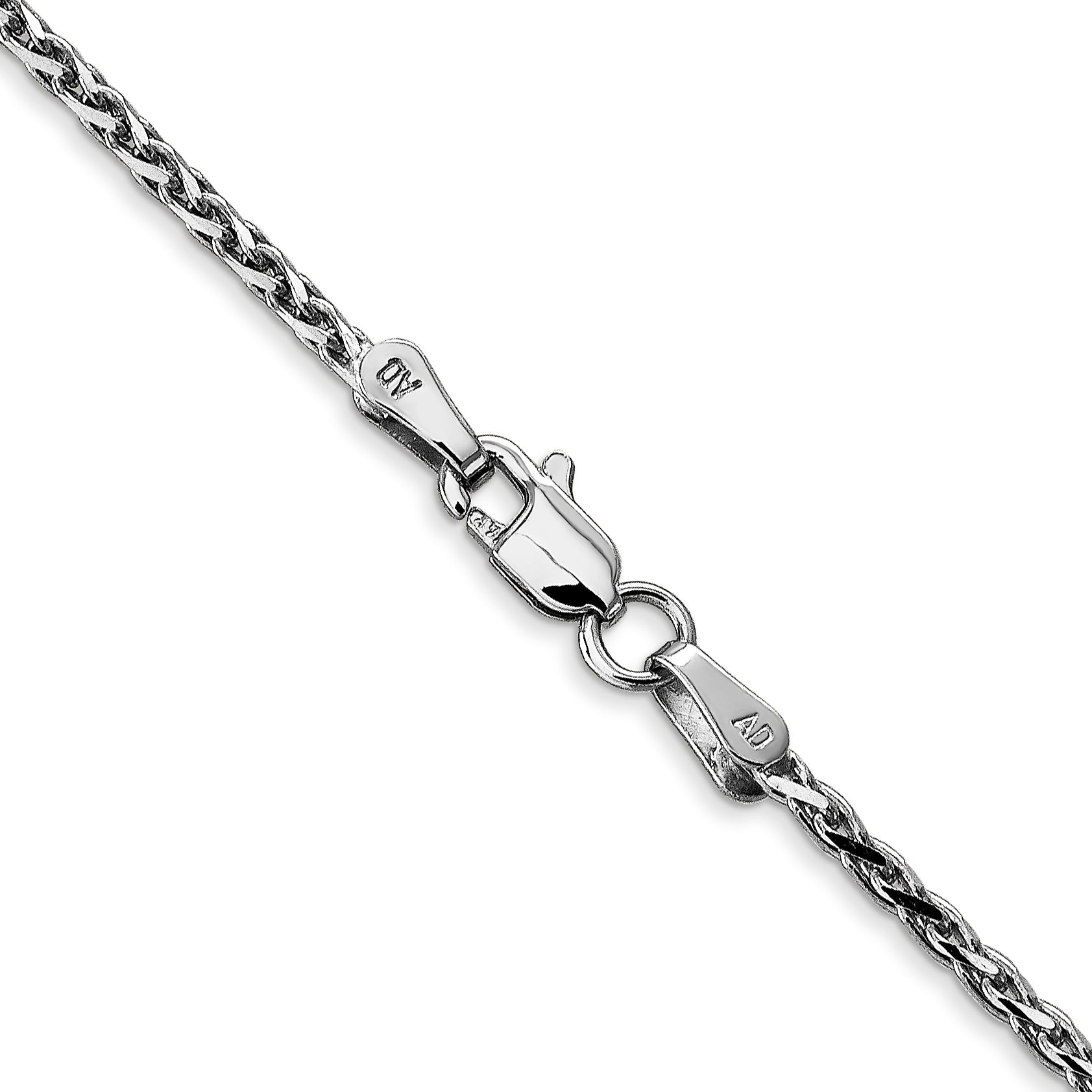 14K White Gold 1.9mm Diamond-Cut Parisian Wheat With Lobster Clasp Chain Necklace