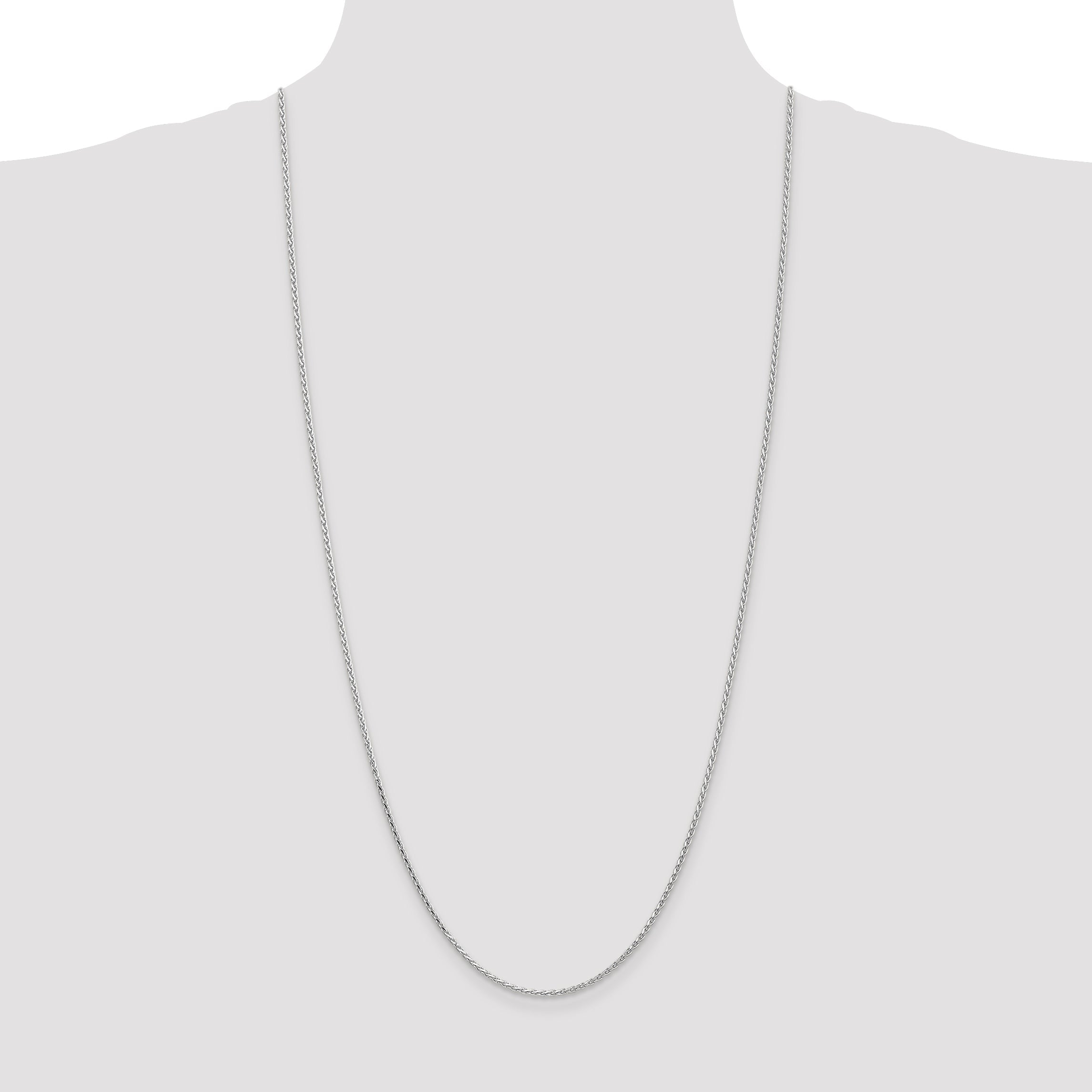 14K White Gold 1.9mm Diamond-Cut Parisian Wheat With Lobster Clasp Chain Necklace