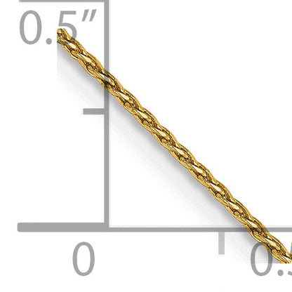 14K Yellow Gold 14 Inch .8mm Diamond-Cut Parisian Wheat With Lobster Clasp Chain Necklace