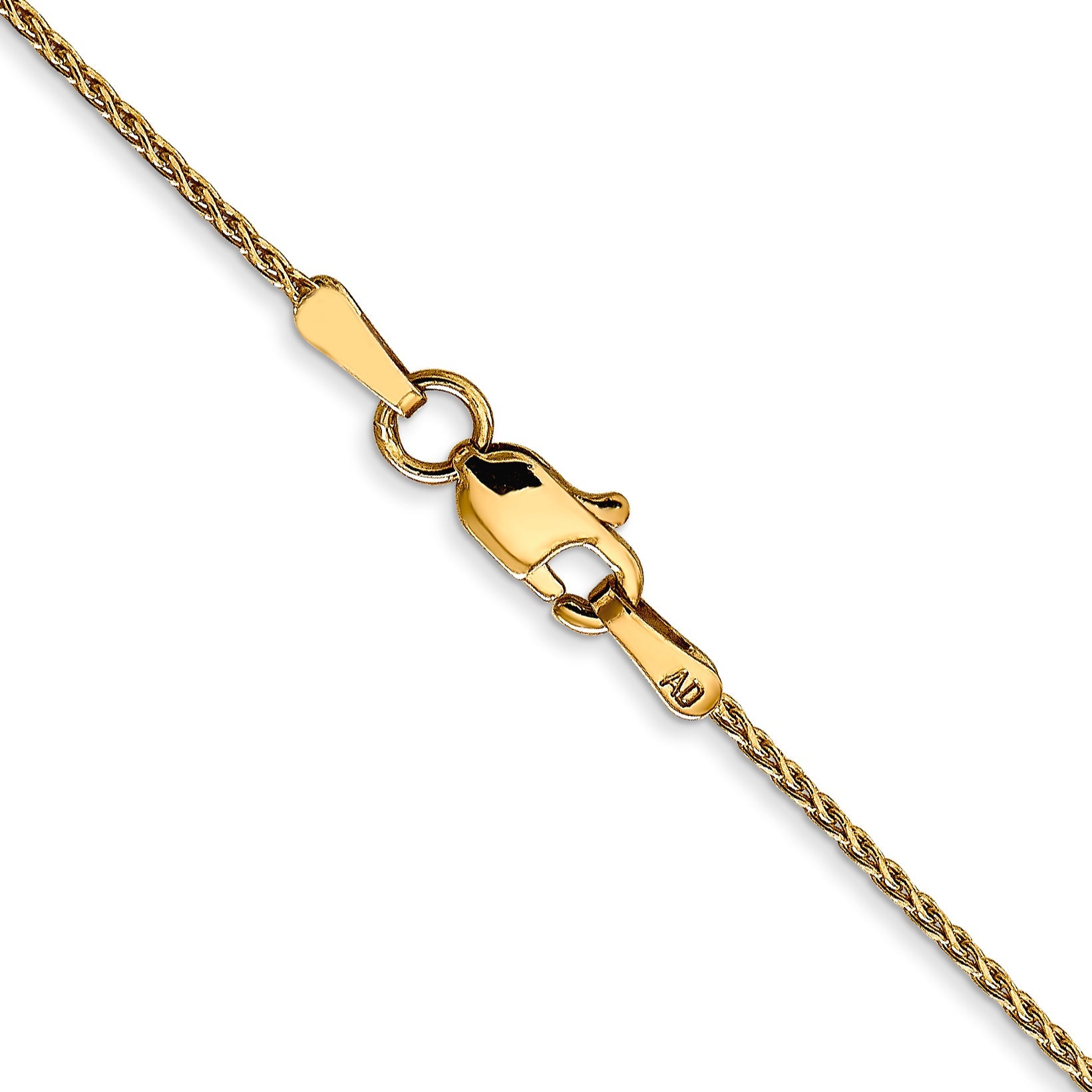 14K Yellow Gold 14 Inch 1mm Diamond-Cut Parisian Wheat With Lobster Clasp Chain Necklace